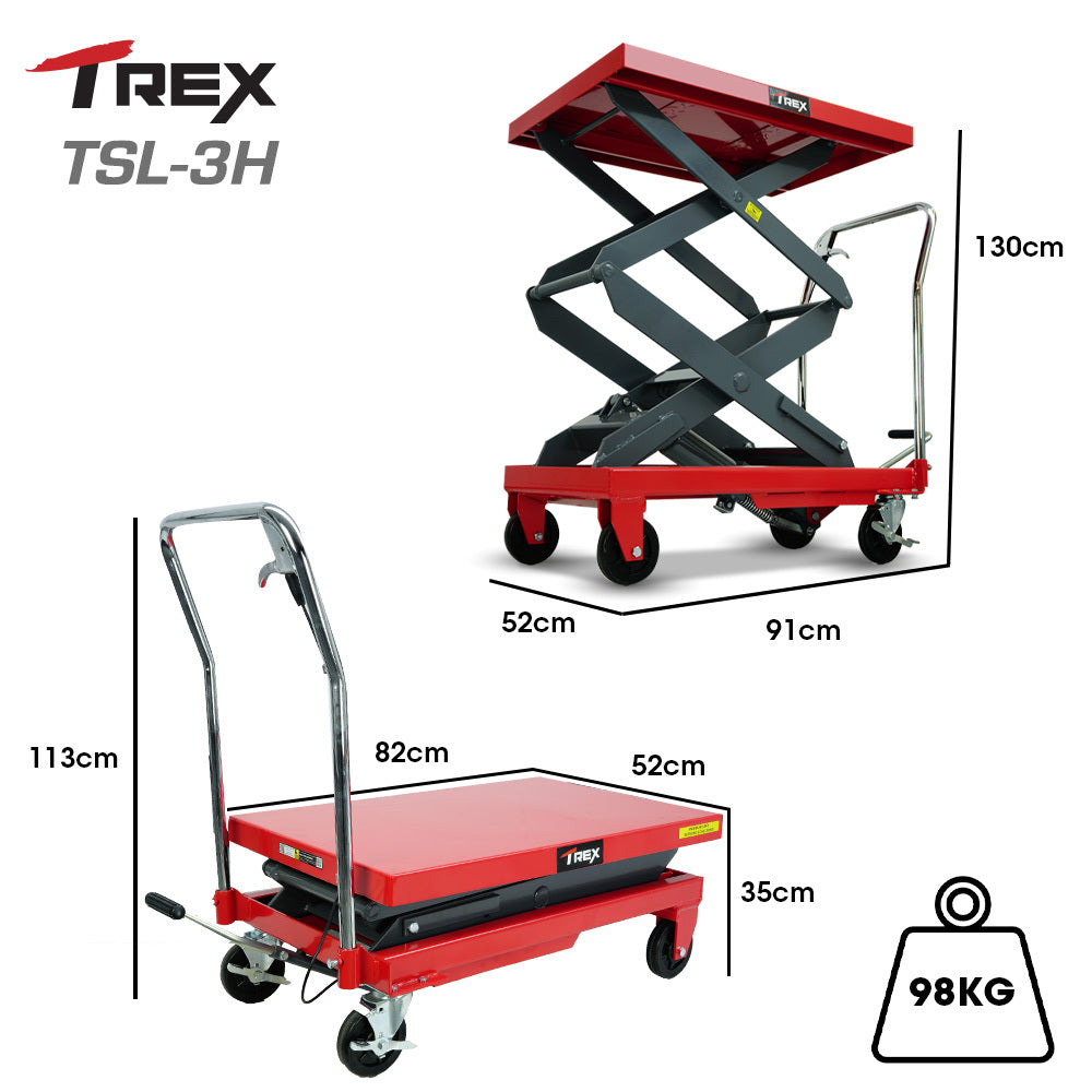 300kg Hydraulic Scissor Lift Trolley with 1.3m Max Platform Height, Heavy-Duty