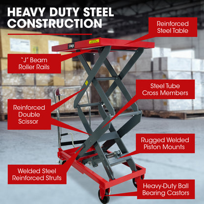 300kg Hydraulic Scissor Lift Trolley with 1.3m Max Platform Height, Heavy-Duty