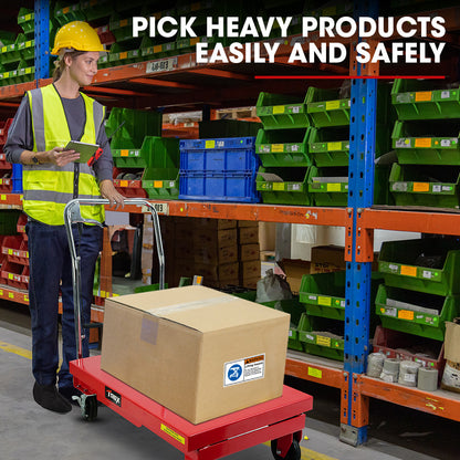 500kg Hydraulic Scissor Lift Platform Trolley - 0.52 x 0.82m, Heavy-Duty Cart