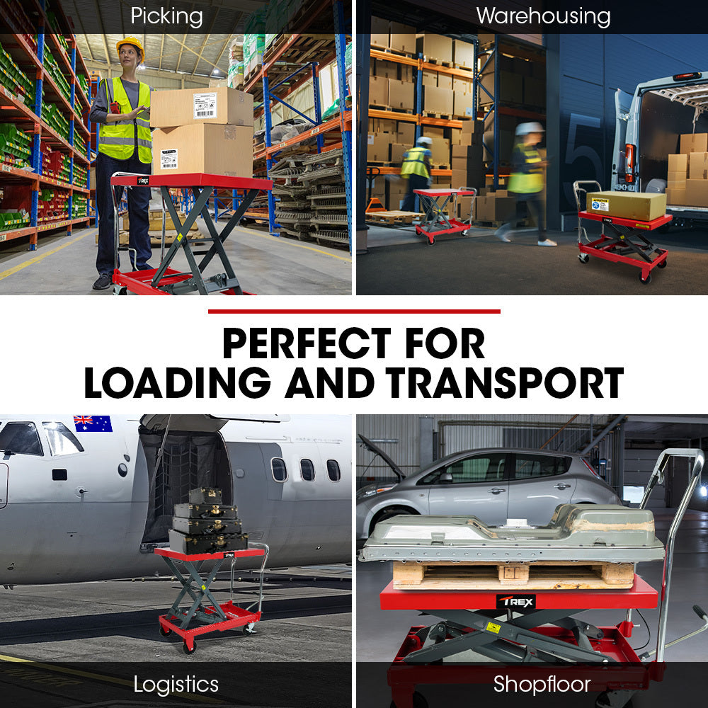 500kg Hydraulic Scissor Lift Platform Trolley - 0.52 x 0.82m, Heavy-Duty Cart