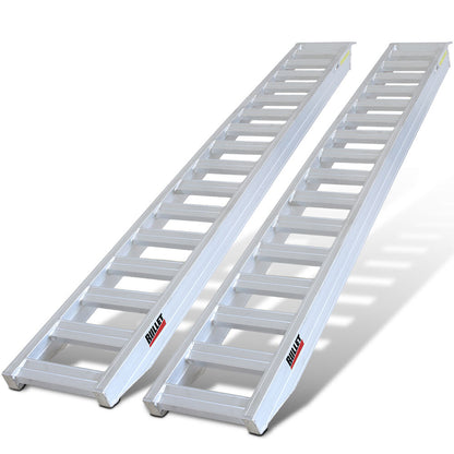Pair of 3.8m Aluminium Loading Ramps, 4000kg Total Capacity, Heavy-Duty, Safety Pins, for Car, 4x4, Ride on Mower, ATV, Mini Excavator