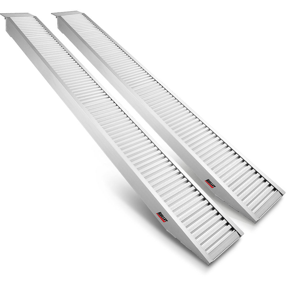 Pair of 2.5m Aluminum Loading Ramps, 2800kg Capacity, Non-Slip Design