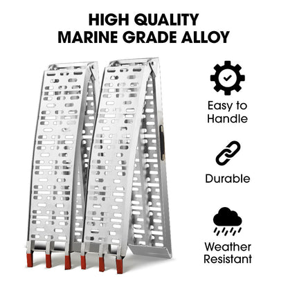 2.3m Aluminum Loading Ramps, 680kg Capacity for ATV/Quad Bike, Foldable Set