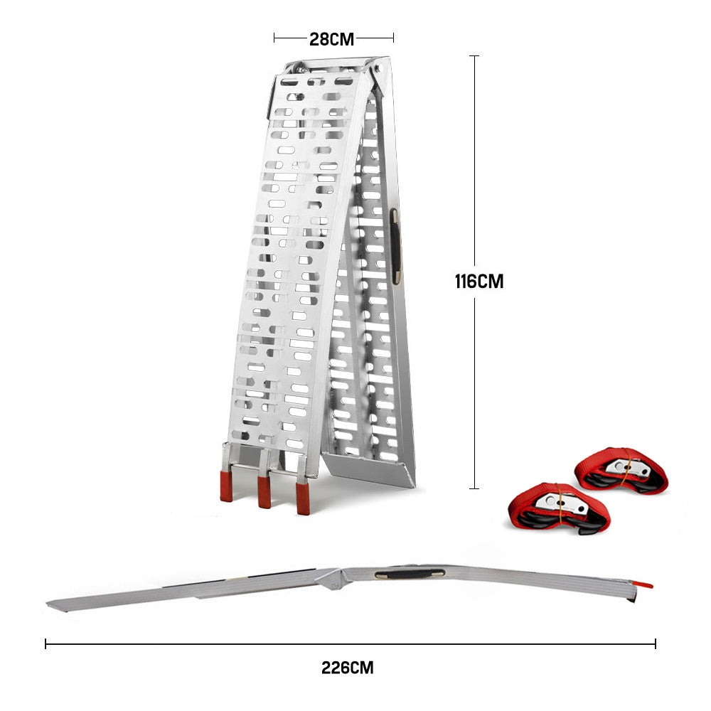 2.3m Aluminum Loading Ramps, 680kg Capacity for ATV/Quad Bike, Foldable Set
