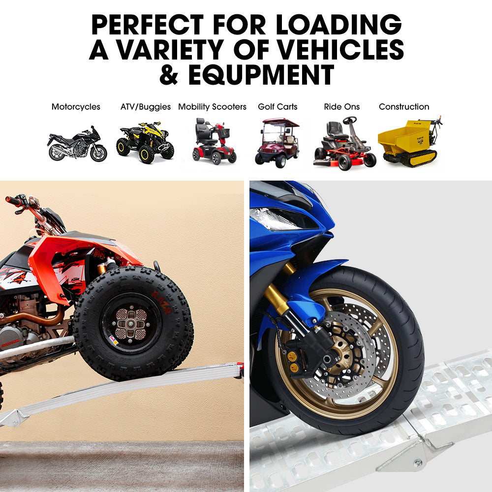 2.3m Aluminum Loading Ramps, 680kg Capacity for ATV/Quad Bike, Foldable Set