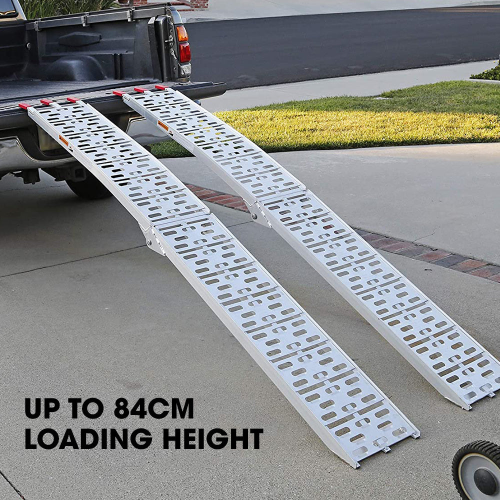 2.3m Aluminum Loading Ramps, 680kg Capacity for ATV/Quad Bike, Foldable Set