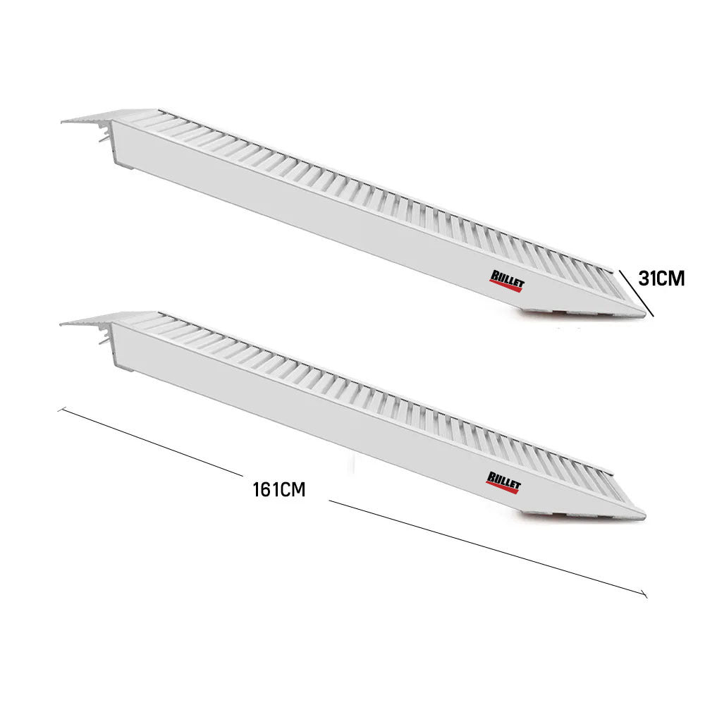 Pair of 1.6m Aluminum Loading Ramps, 4050kg Capacity, Non-Slip Design