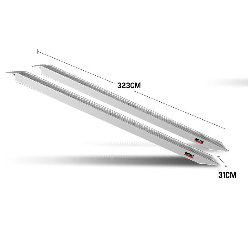 Pair of 3.2m Aluminum Loading Ramps, 1,820kg Capacity, Non-Slip Design