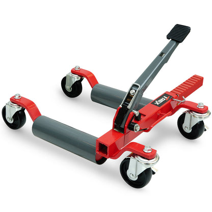 590kg Mechanical Ratcheting Foot Pedal Wheel Dolly for Vehicle Positioning