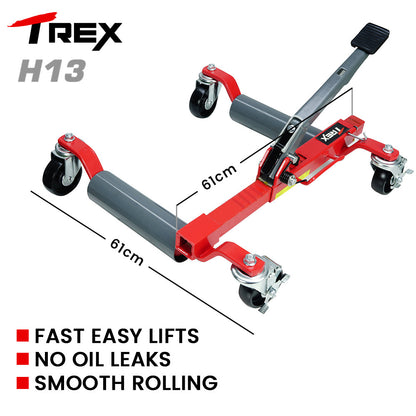 590kg Mechanical Ratcheting Foot Pedal Wheel Dolly for Vehicle Positioning