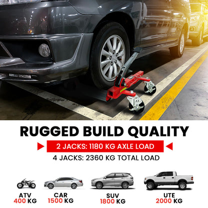1.18m Metric Positioning Jacks with 1180kg Capacity - Set of 2 Wheel Dollies
