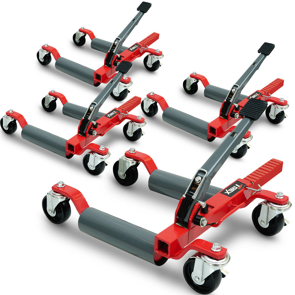 2360kg Set of 4 Ratcheting Vehicle Positioning Jacks with 0.1m Nylon Castors