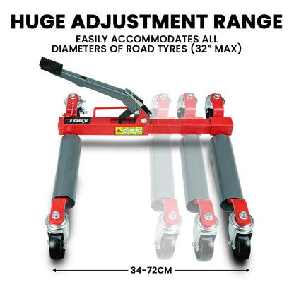 2360kg Set of 4 Ratcheting Vehicle Positioning Jacks with 0.1m Nylon Castors
