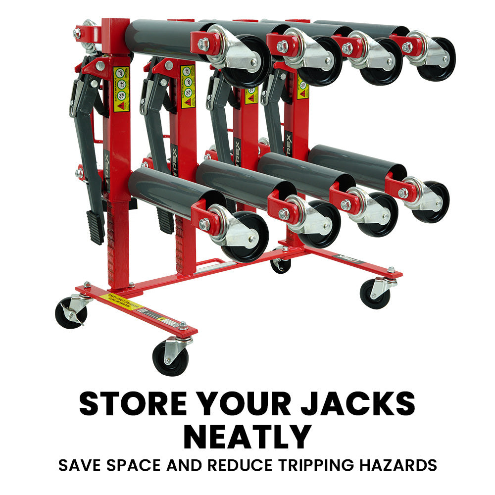Heavy Duty Vehicle Jack Storage Rack with Locking Wheels, 1.52m Steel Stand