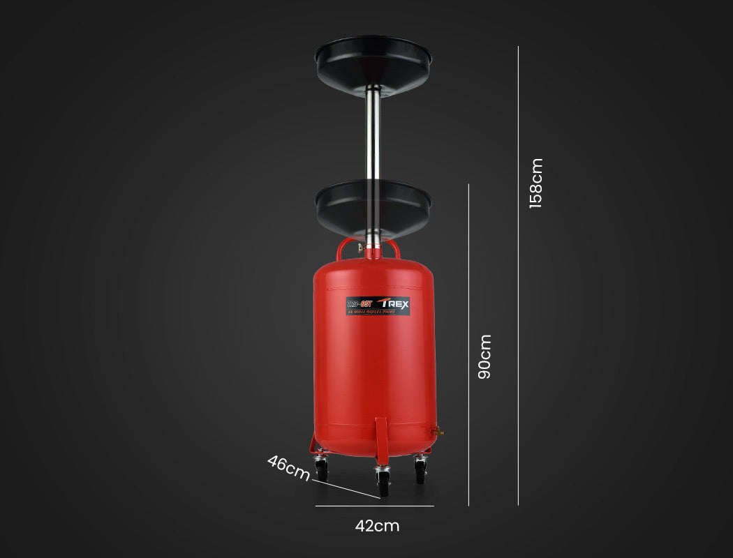 60L Mobile Waste Oil Drainer Tank with Telescopic Shaft for Workshop Use