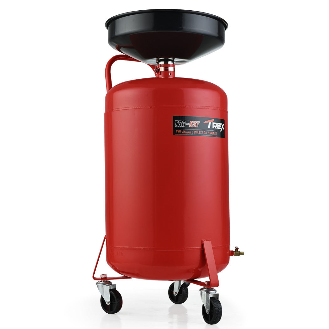 60L Mobile Waste Oil Drainer Tank with Telescopic Shaft for Workshop Use