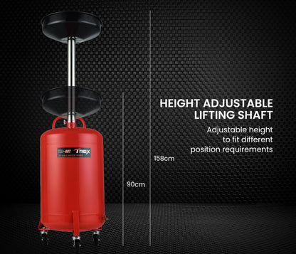 60L Mobile Waste Oil Drainer Tank with Telescopic Shaft for Workshop Use
