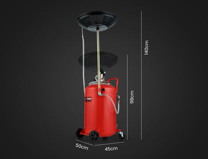 80L Mobile Waste Oil Drainer with 10L Pan, Telescopic Shaft & Suction Probes