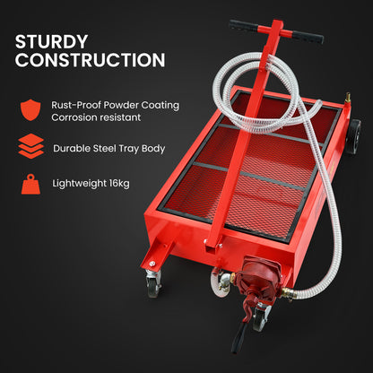 76L Low Profile Mobile Truck Waste Oil Drainer with Hand Pump and 2.2m Hose