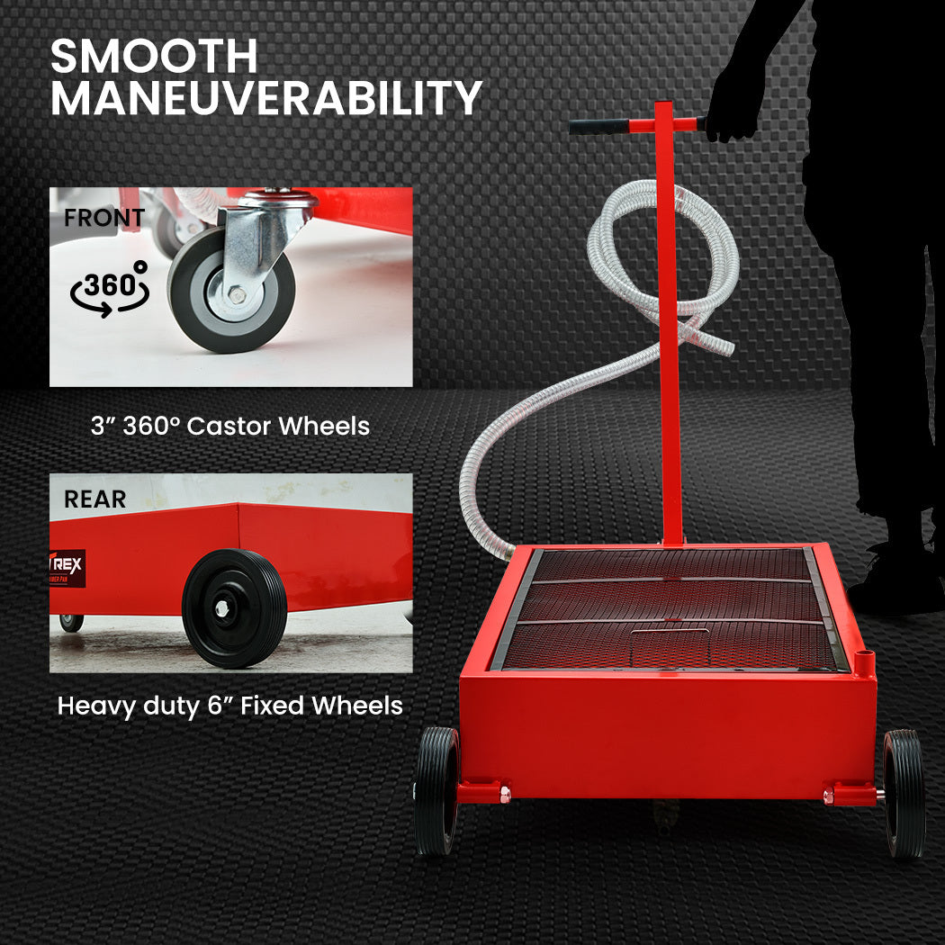 76L Low Profile Mobile Truck Waste Oil Drainer with Hand Pump and 2.2m Hose