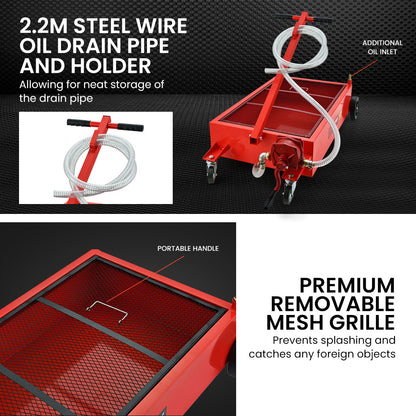 76L Low Profile Mobile Truck Waste Oil Drainer with Hand Pump and 2.2m Hose