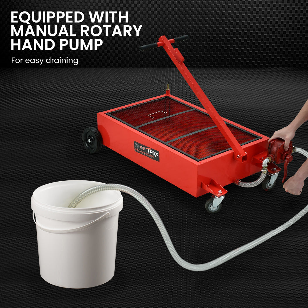 76L Low Profile Mobile Truck Waste Oil Drainer with Hand Pump and 2.2m Hose