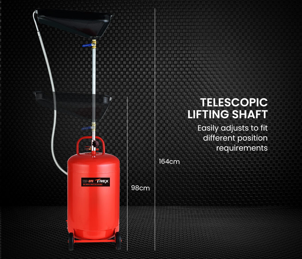 80L Mobile Waste Oil Drainer with Telescopic Shaft & Air Compressor Fitting