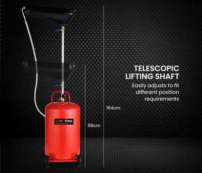 80L Mobile Waste Oil Drainer with Telescopic Shaft & Air Compressor Fitting