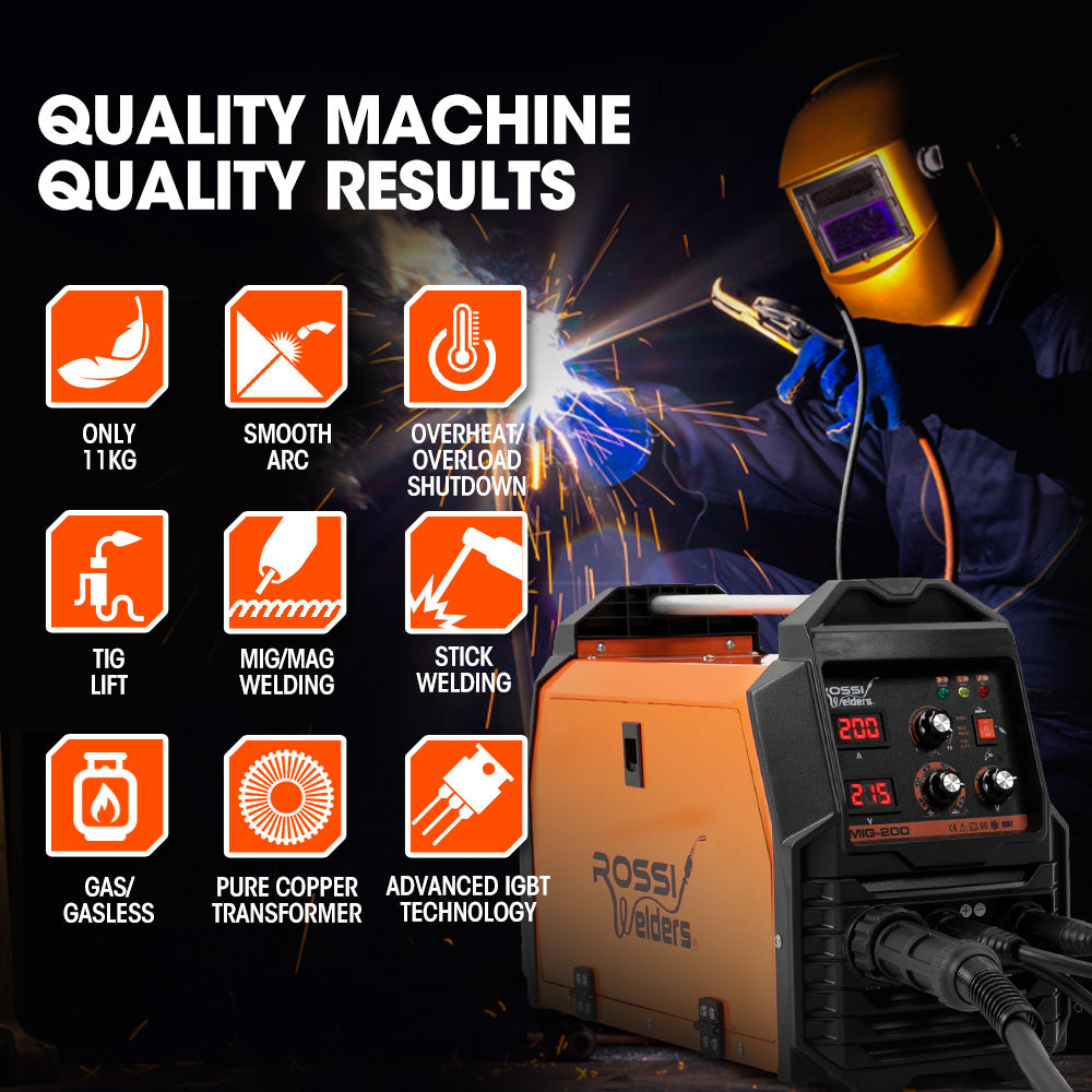 4-in-1 200A DC Inverter Welder with Adjustable Current and SYN-WELD Tech