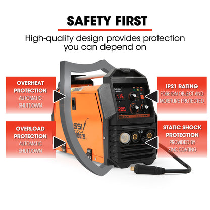 4-in-1 200A DC Inverter Welder with Adjustable Current and SYN-WELD Tech