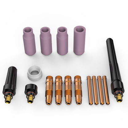 16-Piece TIG Torch Consumables Kit for WP-17/18/26 - Nozzles & Collets Included