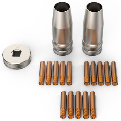 18-Piece MIG Welding Consumables Kit for 14-15AK Torch - Tips & Shield Cups