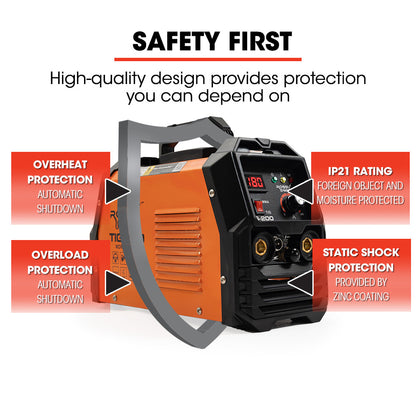 200A TIG/MMA Welder, 0.1-0.2m Welding, Argon Gas, IGBT Technology, 5kg Portable