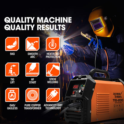 200A TIG/MMA Welder, 0.1-0.2m Welding, Argon Gas, IGBT Technology, 5kg Portable