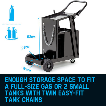Welding Trolley Cart with Drawers and Wheels, 0.38m Rear Wheels, 95kg Capacity
