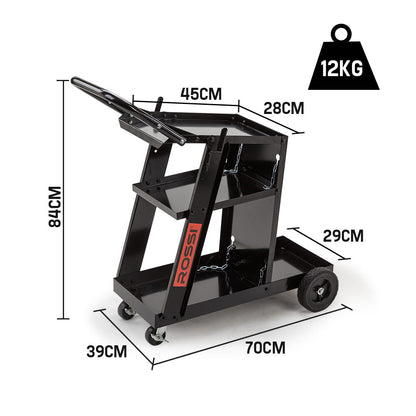 Deluxe Welding Cart Trolley with 50kg Capacity and Multi-Function Storage