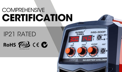 300 Amp Multiprocess Welder with 0.6-1.0mm Wire Feed, 20-300A Current Range