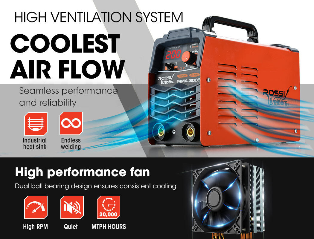 200 Amp Portable Inverter Arc Welder, MMA DC Gas Welding Machine, 15A Plug