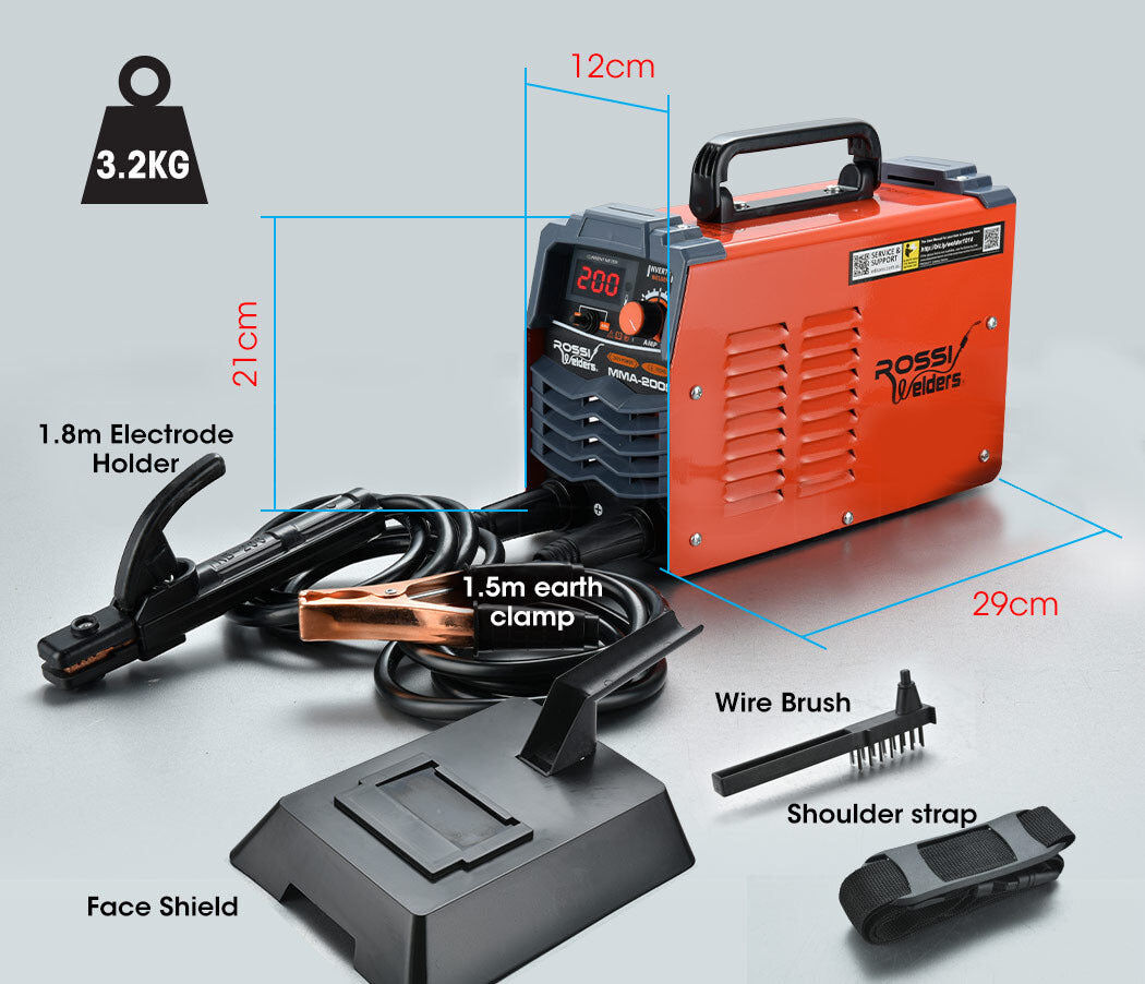 200 Amp Portable Inverter Arc Welder, MMA DC Gas Welding Machine, 15A Plug