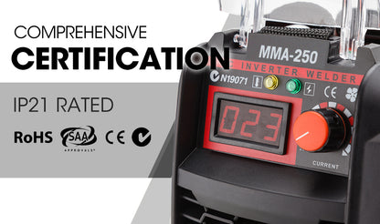 250 Amp Portable MMA Inverter Welder, Lightweight Arc Welding Machine, 5kg