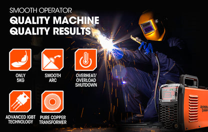250 Amp Portable MMA Inverter Welder, Lightweight Arc Welding Machine, 5kg
