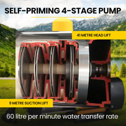 4-Stage Electric Water Pump with Auto-Control, 60L/min, 41m Head Lift
