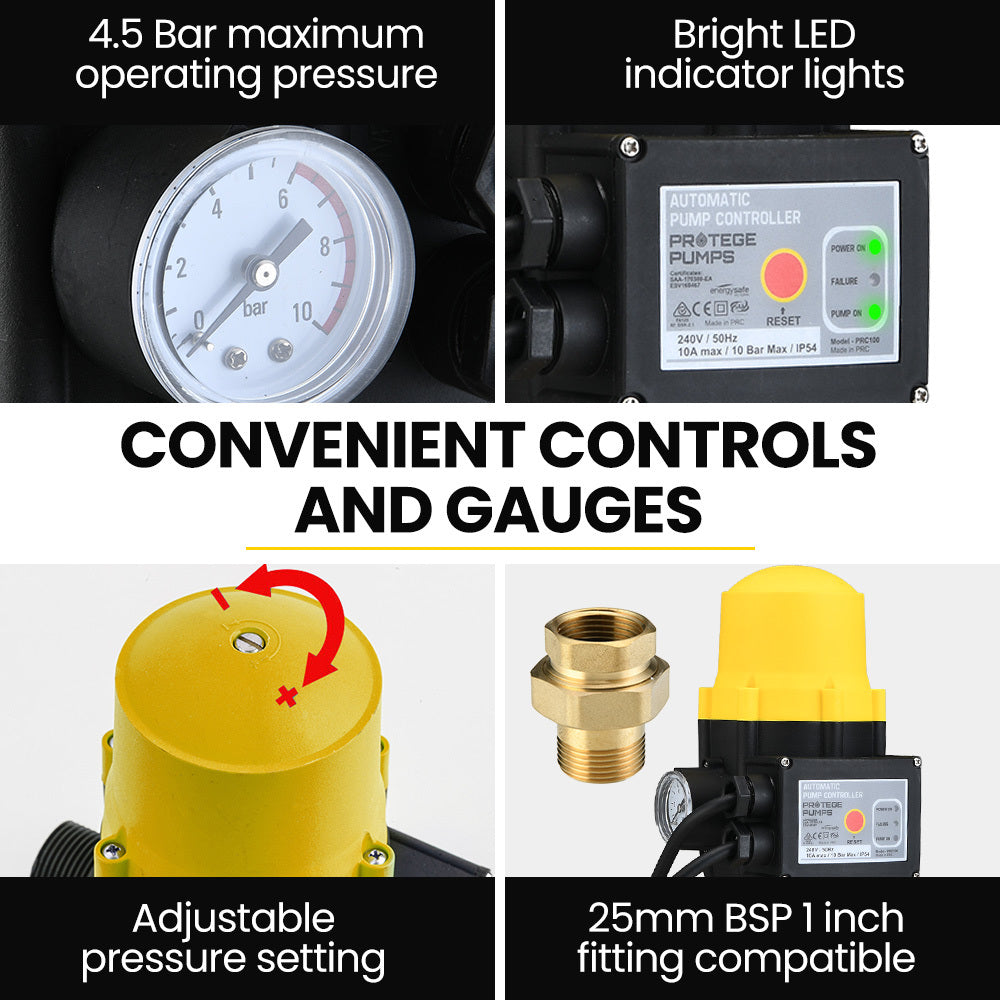 4-Stage Electric Water Pump with Auto-Control, 60L/min, 41m Head Lift