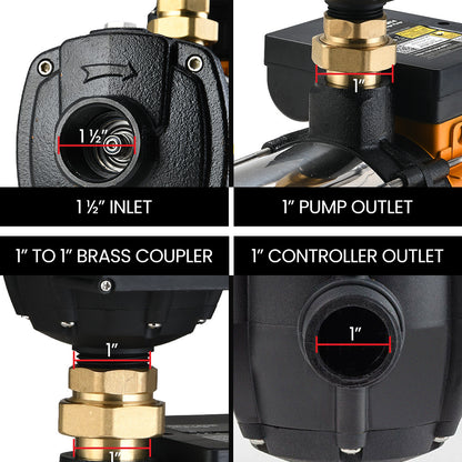 6-Stage Water Pump with Controller, 41m Head Lift, 9m Suction, 108L/min Flow