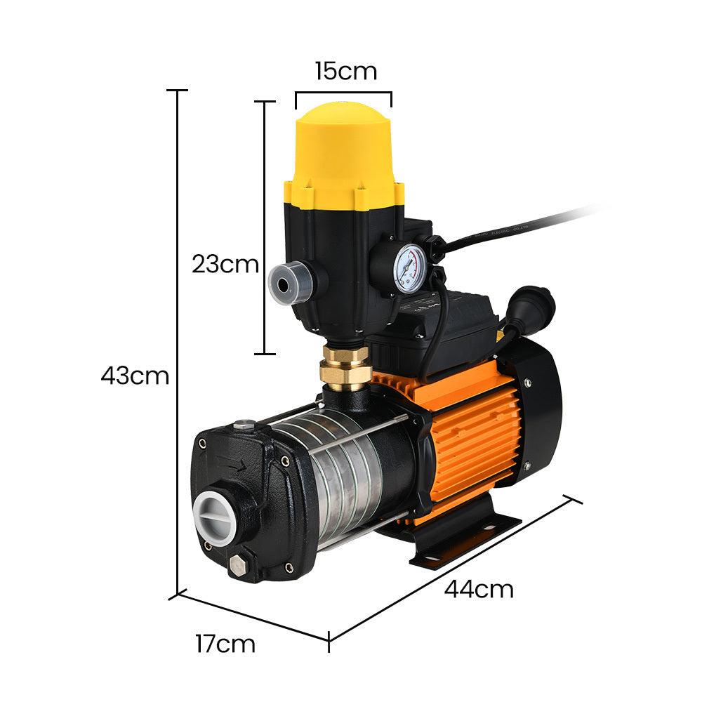 6-Stage Water Pump with Controller, 41m Head Lift, 9m Suction, 108L/min Flow