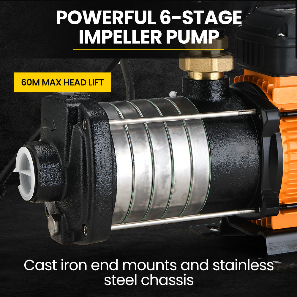 6-Stage Water Pump with Controller, 41m Head Lift, 9m Suction, 108L/min Flow