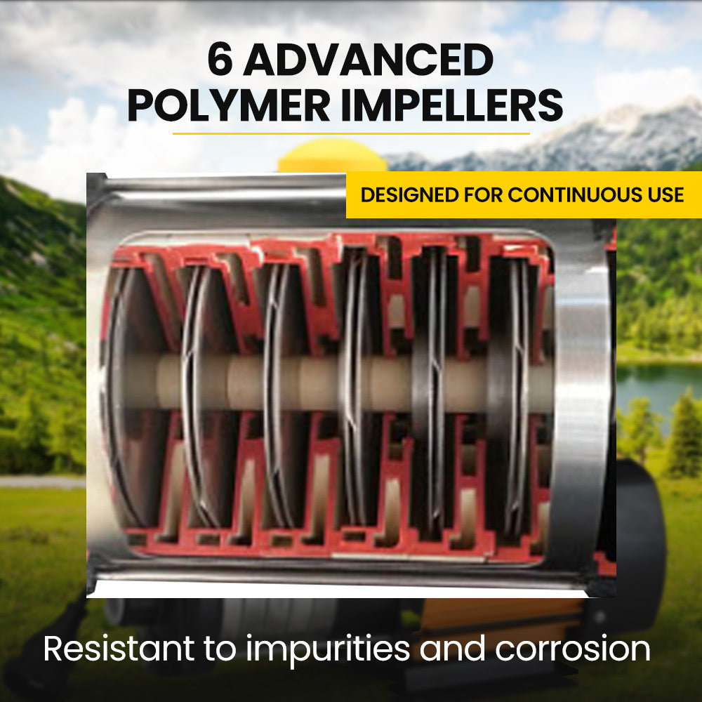 6-Stage Water Pump with Controller, 41m Head Lift, 9m Suction, 108L/min Flow