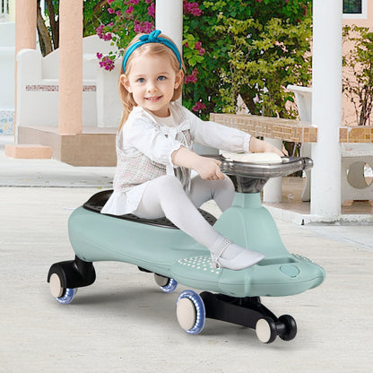Wiggle Car with Hauling Rope and Under-Seat Storage-Green