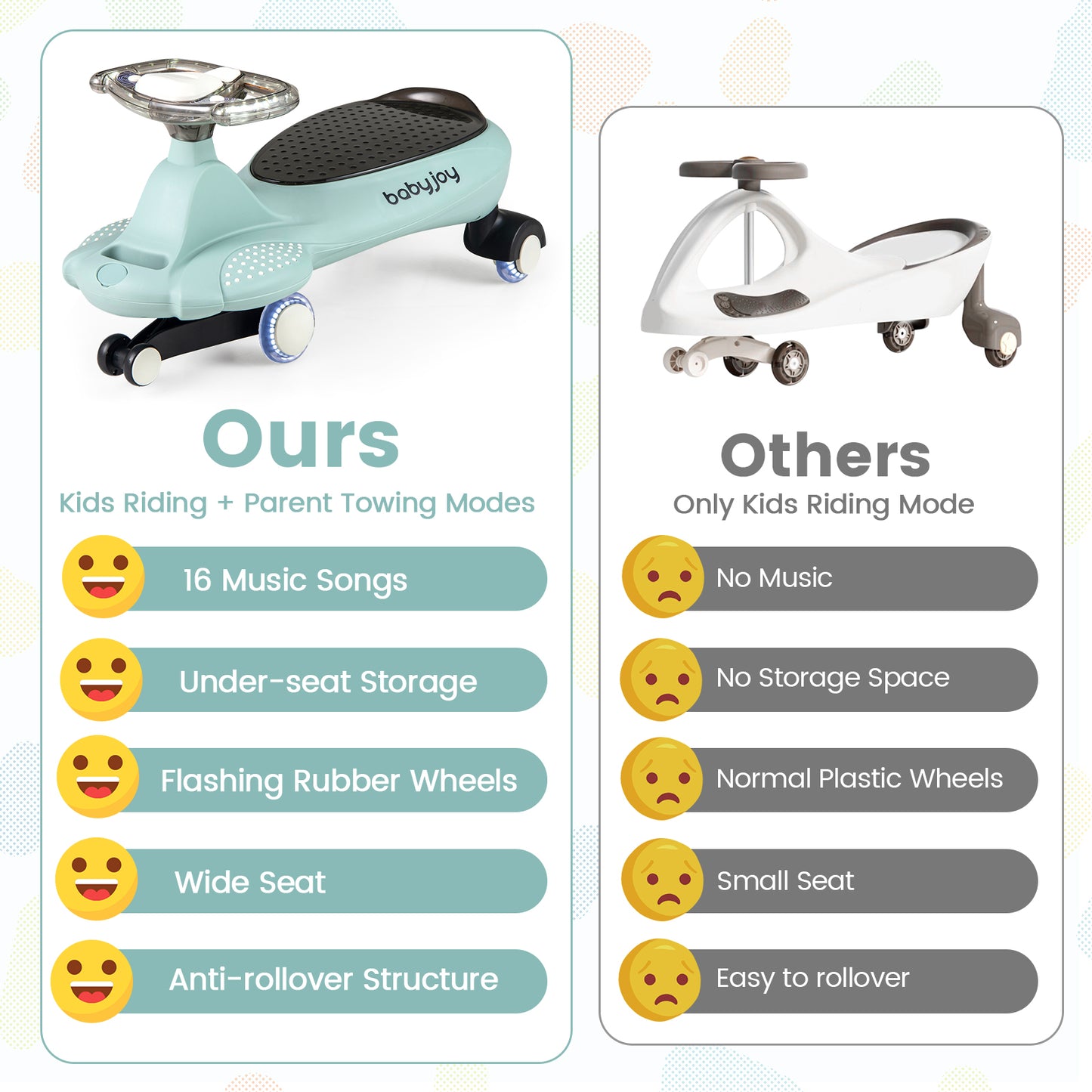 Wiggle Car with Hauling Rope and Under-Seat Storage-Green