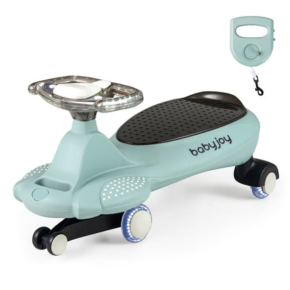 Wiggle Car with Hauling Rope and Under-Seat Storage-Green